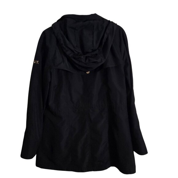 Michael Michael Kors Anorak Raincoat Black Gold Logo Hardware Full Zip Size M - Picture 3 of 14